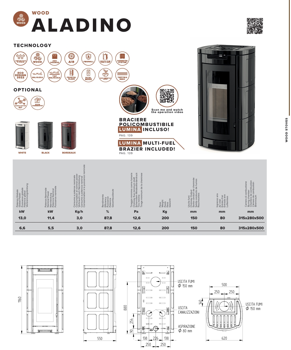 Scheda tecnica ALADINO WOOD: dati e dimensioni